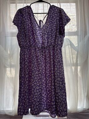 SHEIN Purple Floral Tie-Back Women’s Dress